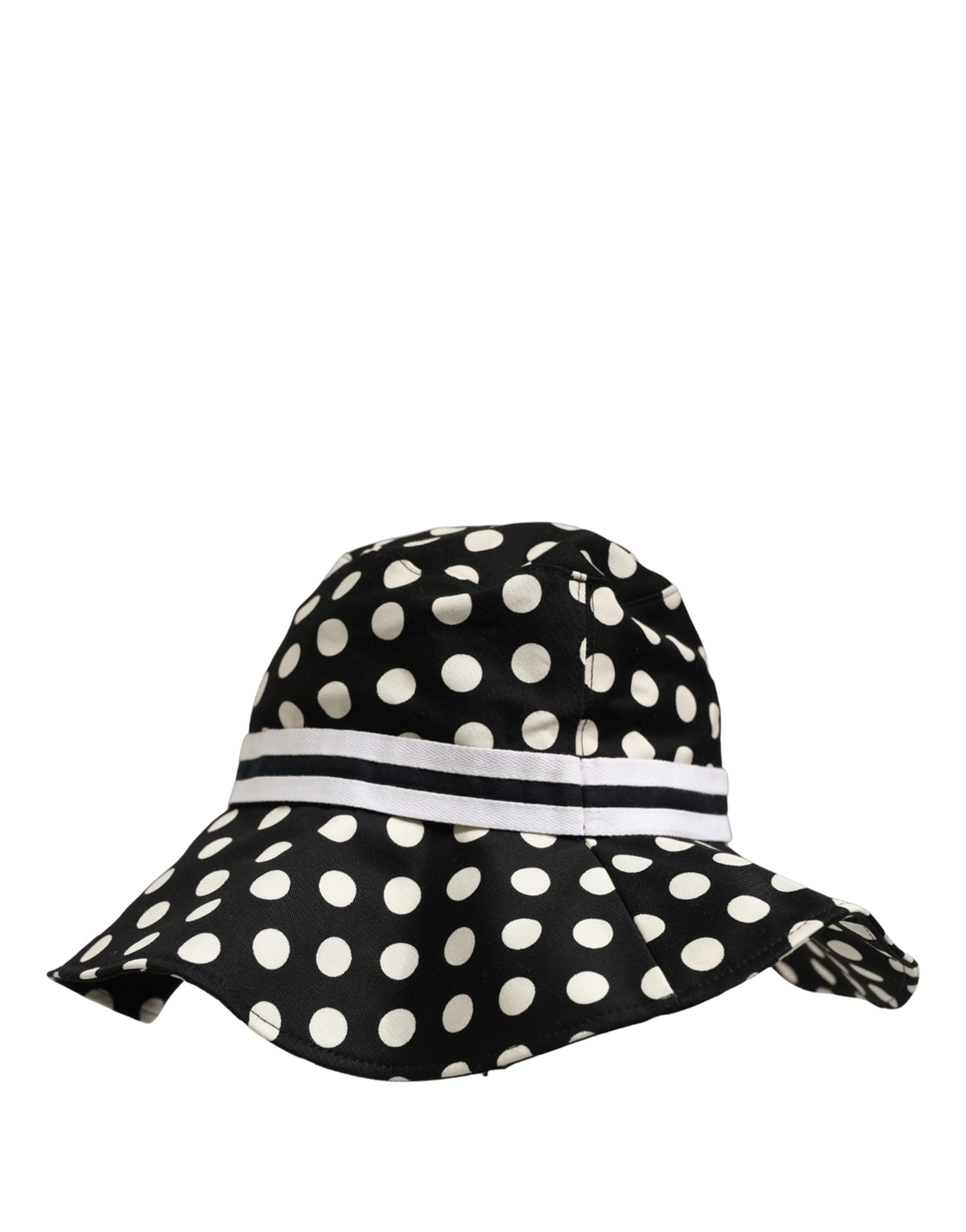 Dolce & Gabbana Dolce & Gabbana Black White Polka Dot Cotton Bucket Capello Women's Hat