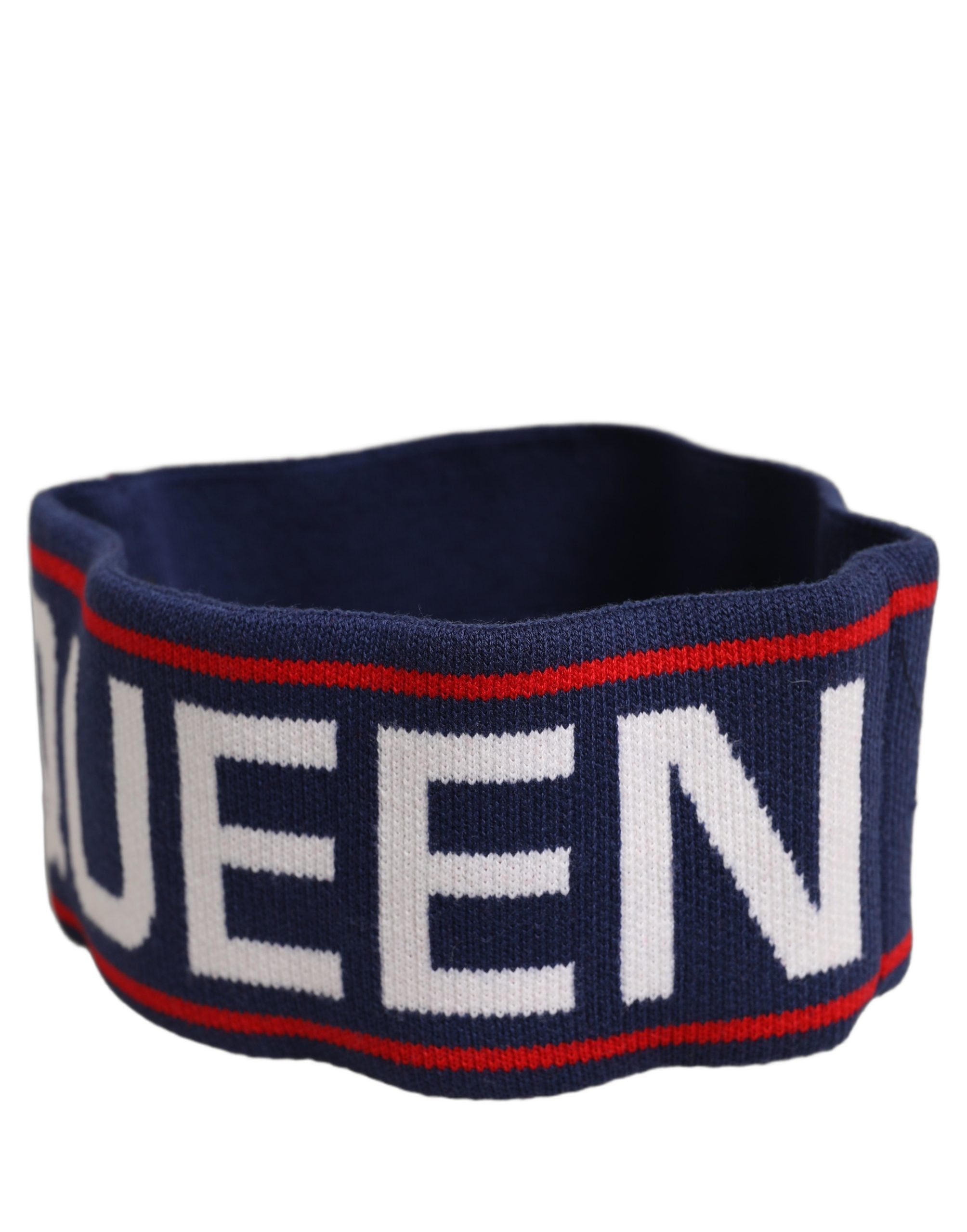 Dolce & Gabbana Dolce & Gabbana Navy Blue Wool Knitted D&G Queen Head Band One Size Women's Hat