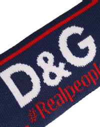 Dolce & Gabbana Dolce & Gabbana Navy Blue Wool Knitted D&G Queen Head Band One Size Women's Hat