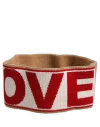 Dolce & Gabbana Dolce & Gabbana Beige Cashmere Knitted Embroidered Head Band One Size Women's Hat