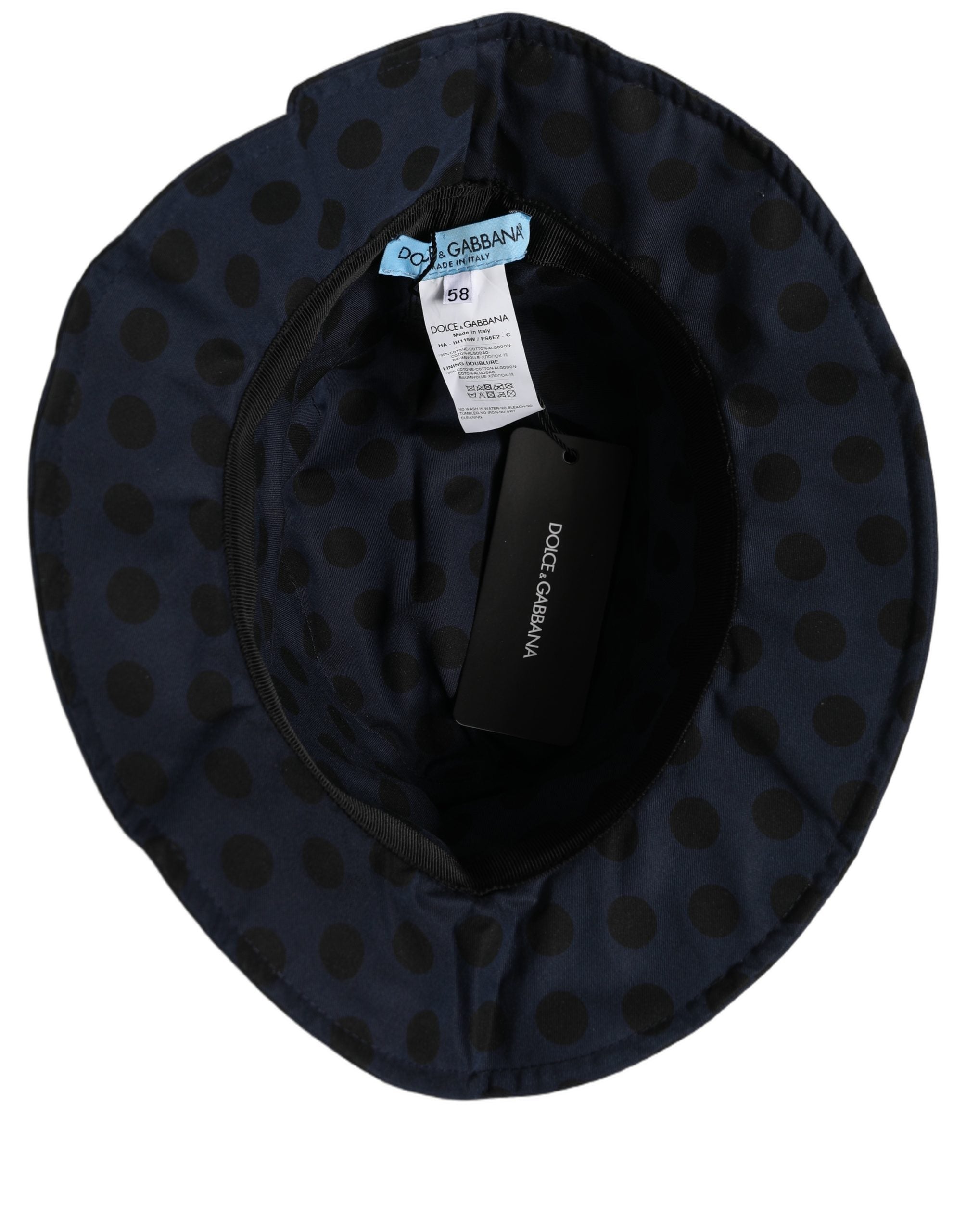 Dolce & Gabbana Dolce & Gabbana Blue Black Polka Dot Cotton Bucket Capello Women's Hat