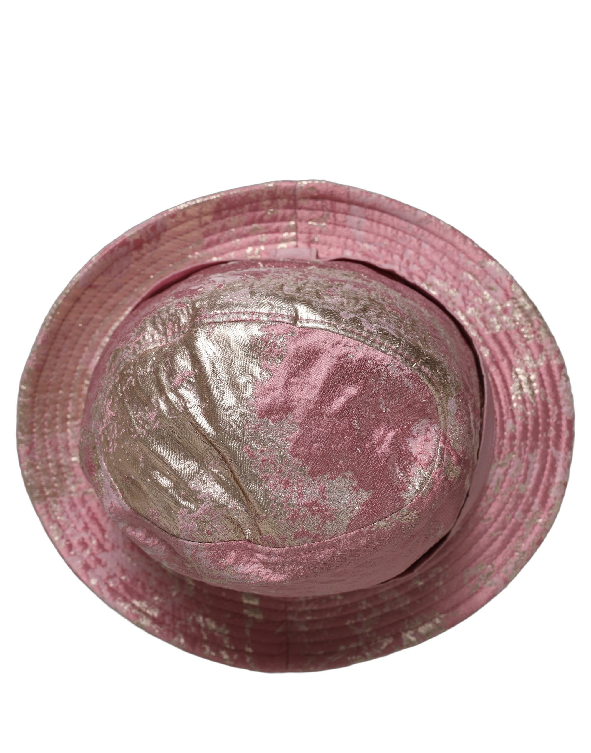 Dolce & Gabbana Dolce & Gabbana Pink Metallic Jacquard Pattern Bucket Capello Women's Hat