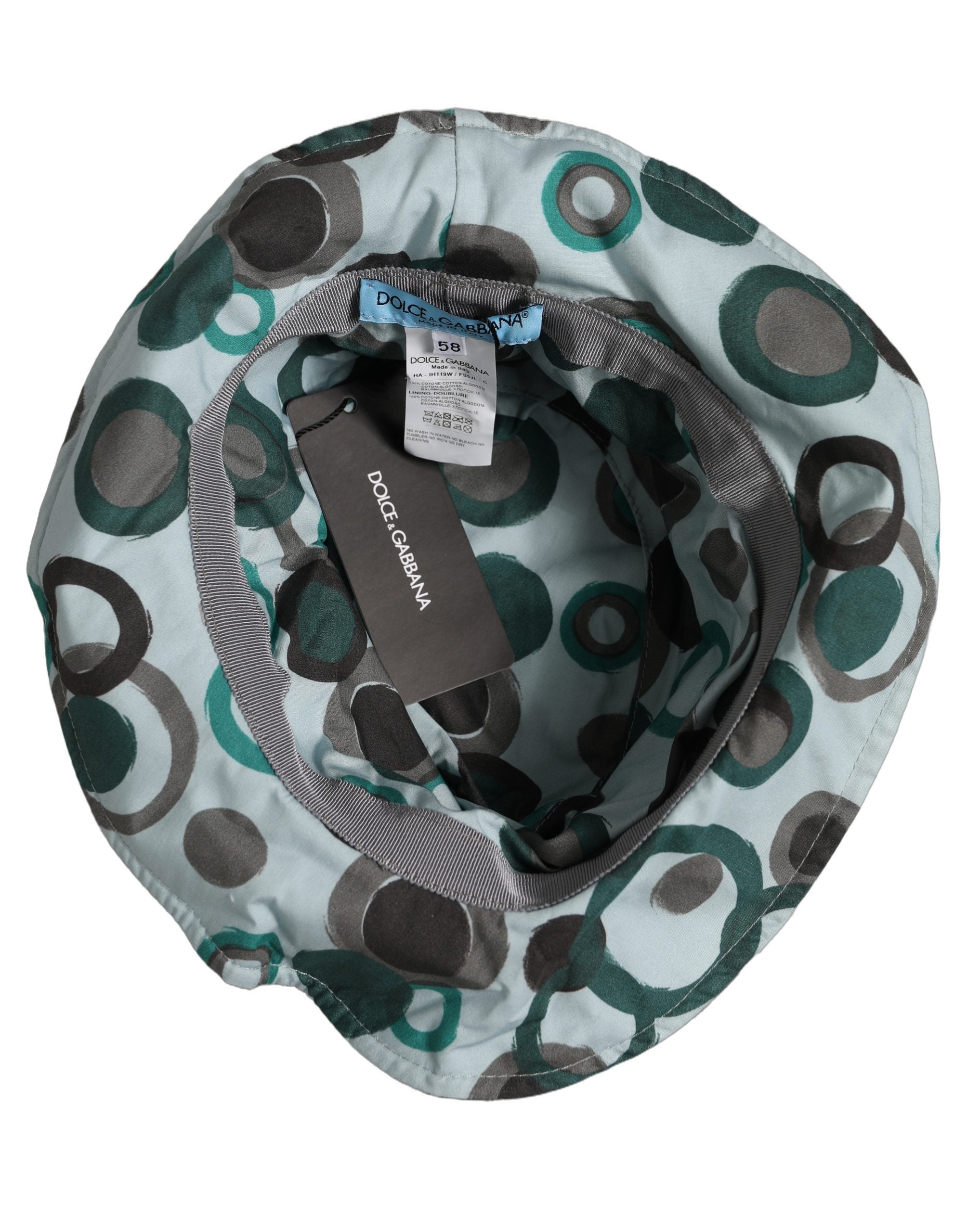 Dolce & Gabbana Dolce & Gabbana Teal Cotton Big Polka Dot Pattern Bucket Women's Hat