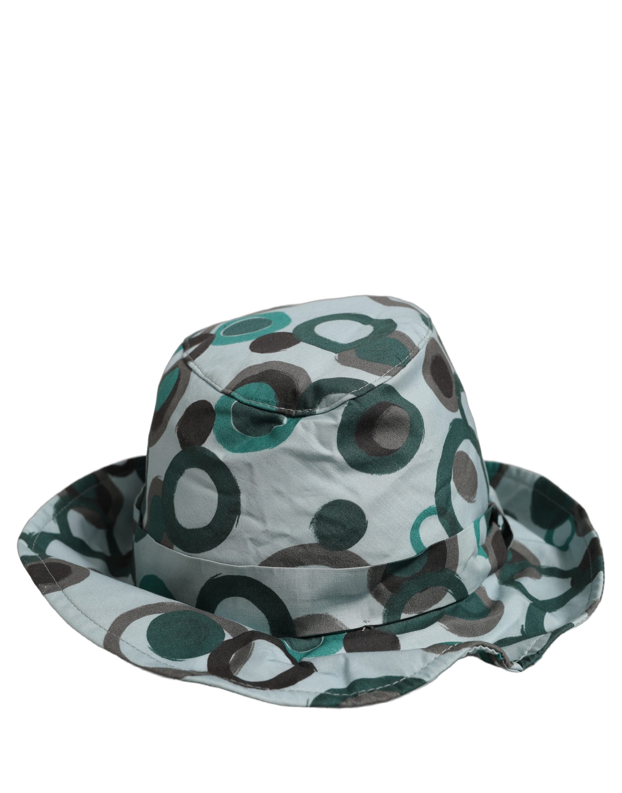 Dolce & Gabbana Dolce & Gabbana Teal Cotton Big Polka Dot Pattern Bucket Women's Hat