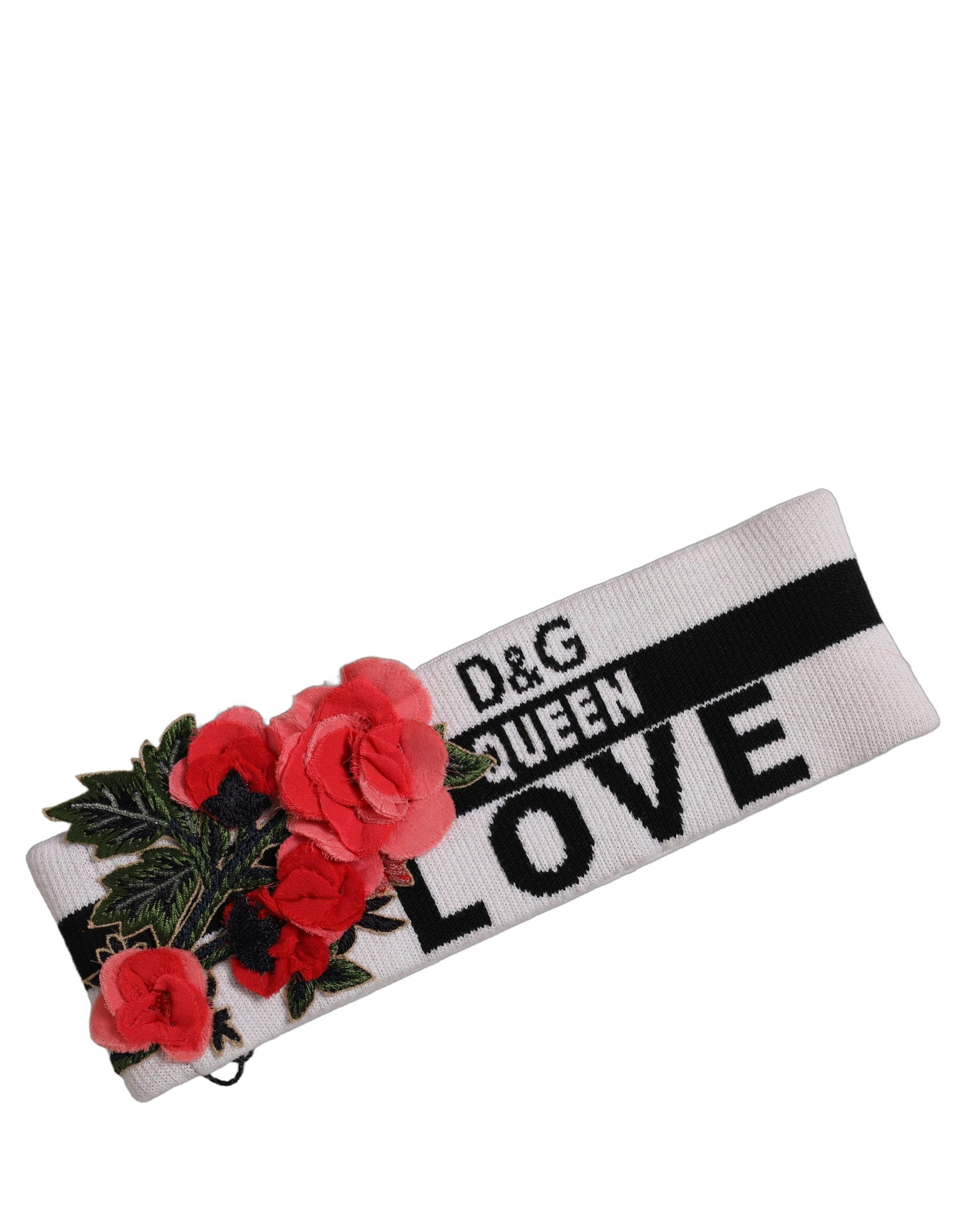 Dolce & Gabbana Dolce & Gabbana White D&G Queen Love Floral Applique Head Band One Size Women's Hat
