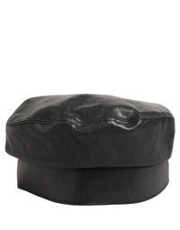 Dolce & Gabbana Dolce & Gabbana Black Cotton Gold DG Chain Baker Boy Capello Women's Hat