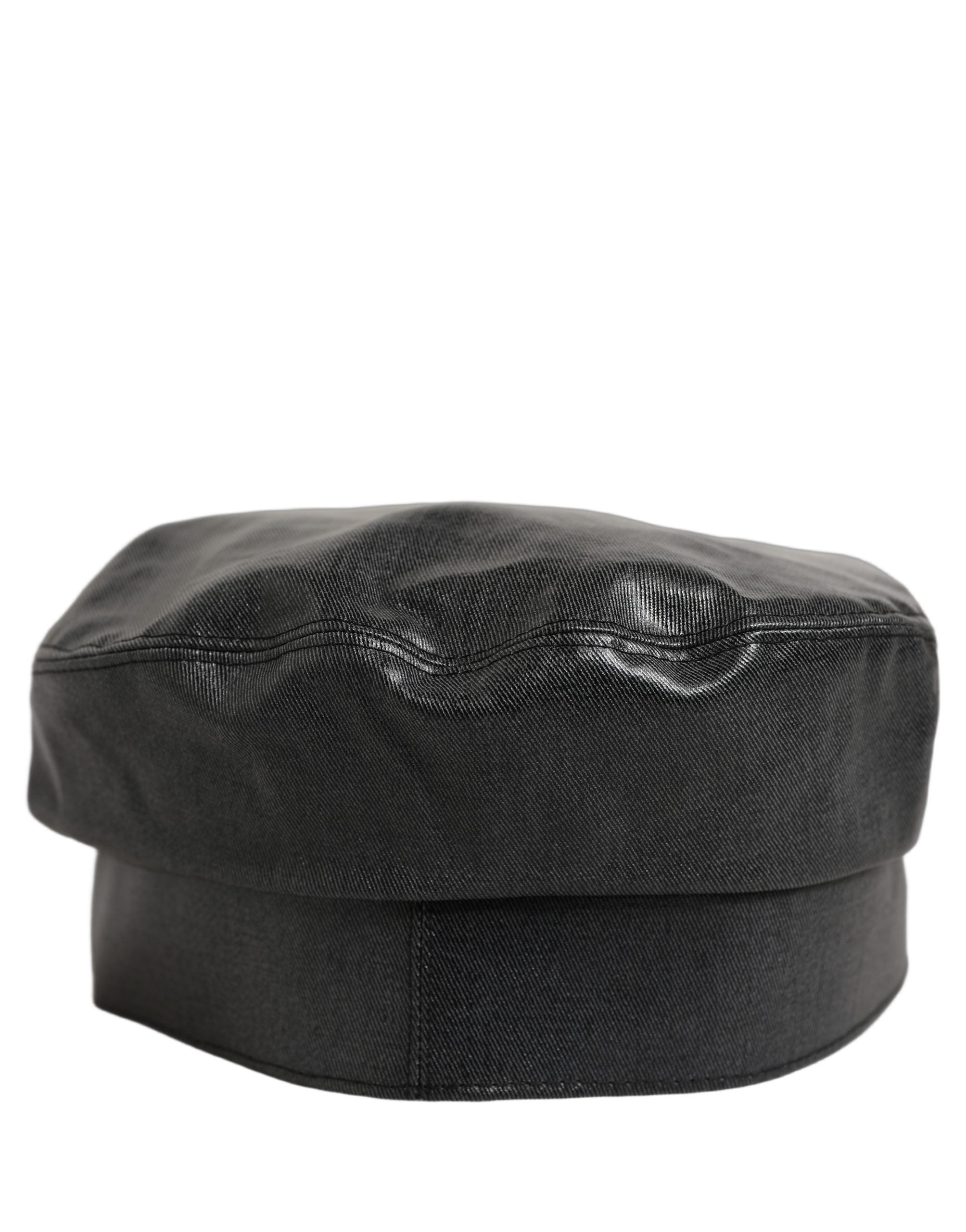 Dolce & Gabbana Dolce & Gabbana Black Cotton Gold DG Chain Baker Boy Capello Women's Hat