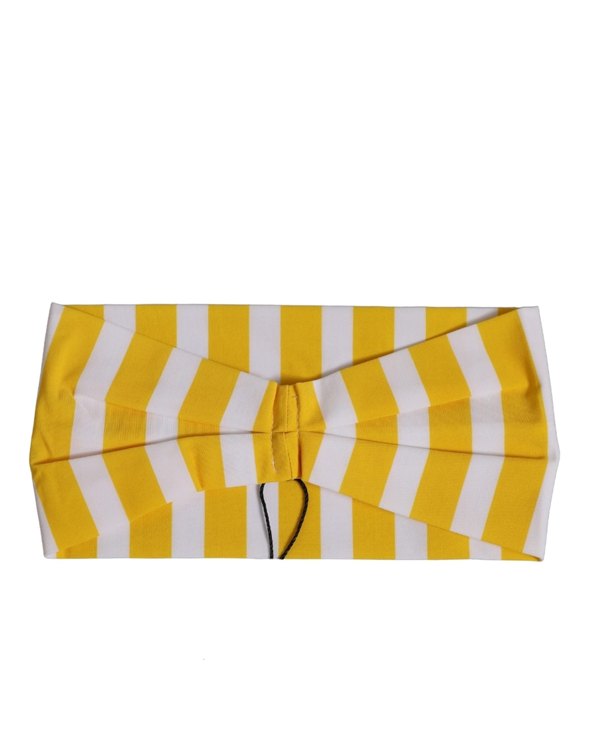 Dolce & Gabbana Dolce & Gabbana Yellow White Stripes Nylon Head Wrap One Size Women's Headband