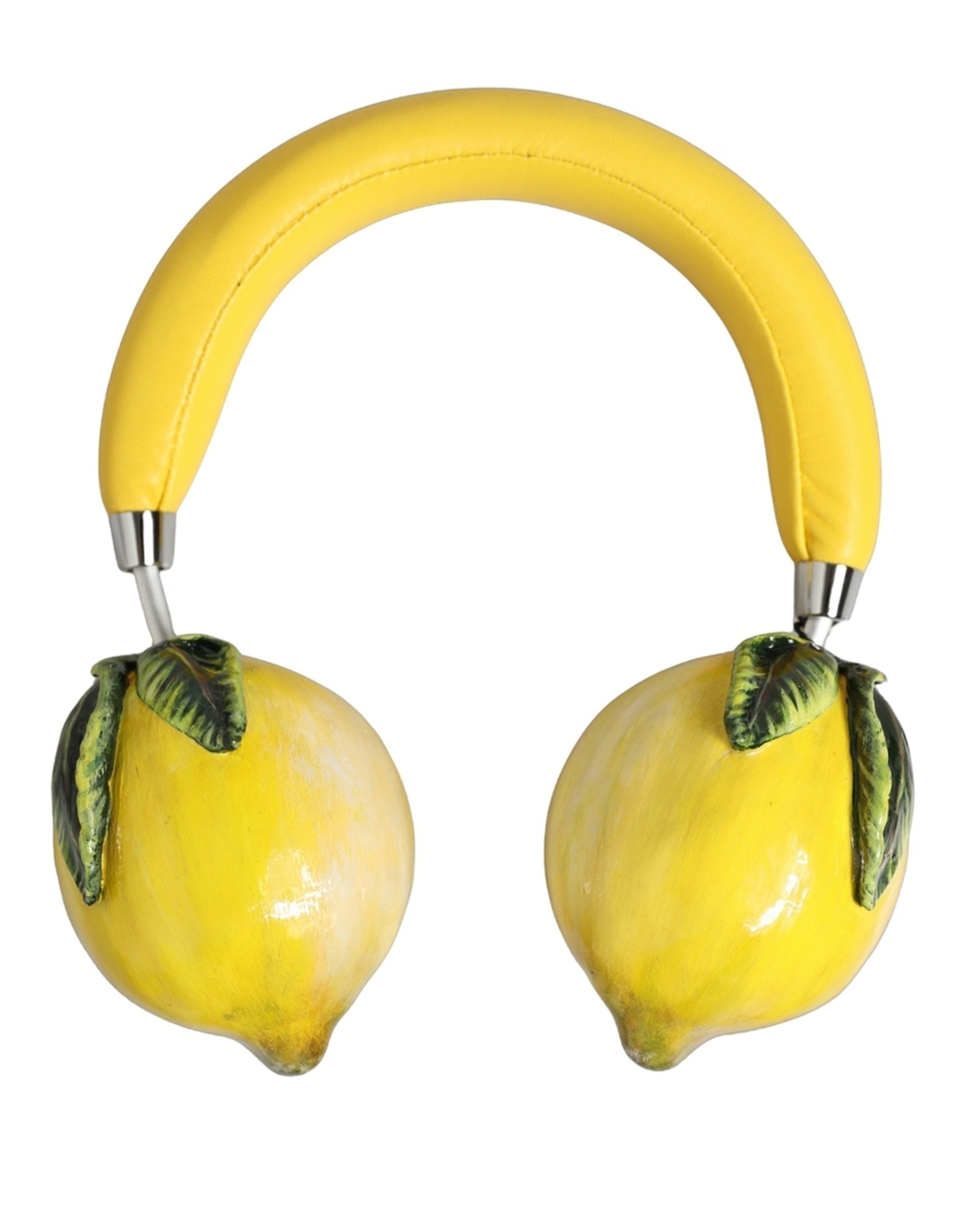 Dolce & Gabbana Dolce & Gabbana Yellow Vibrant Lemon Leather Headset Women's Headphones