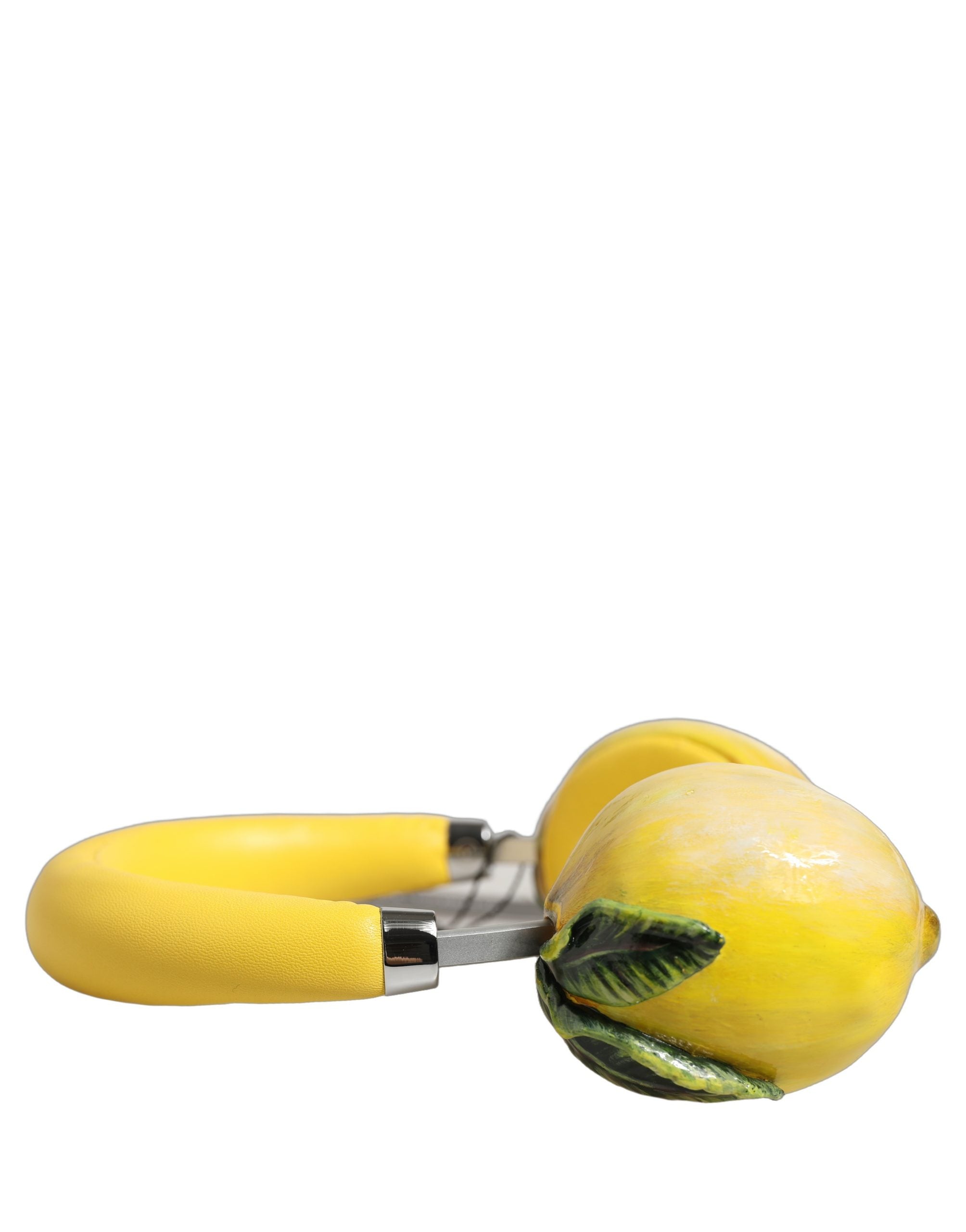 Dolce & Gabbana Dolce & Gabbana Yellow Vibrant Lemon Leather Headset Women's Headphones