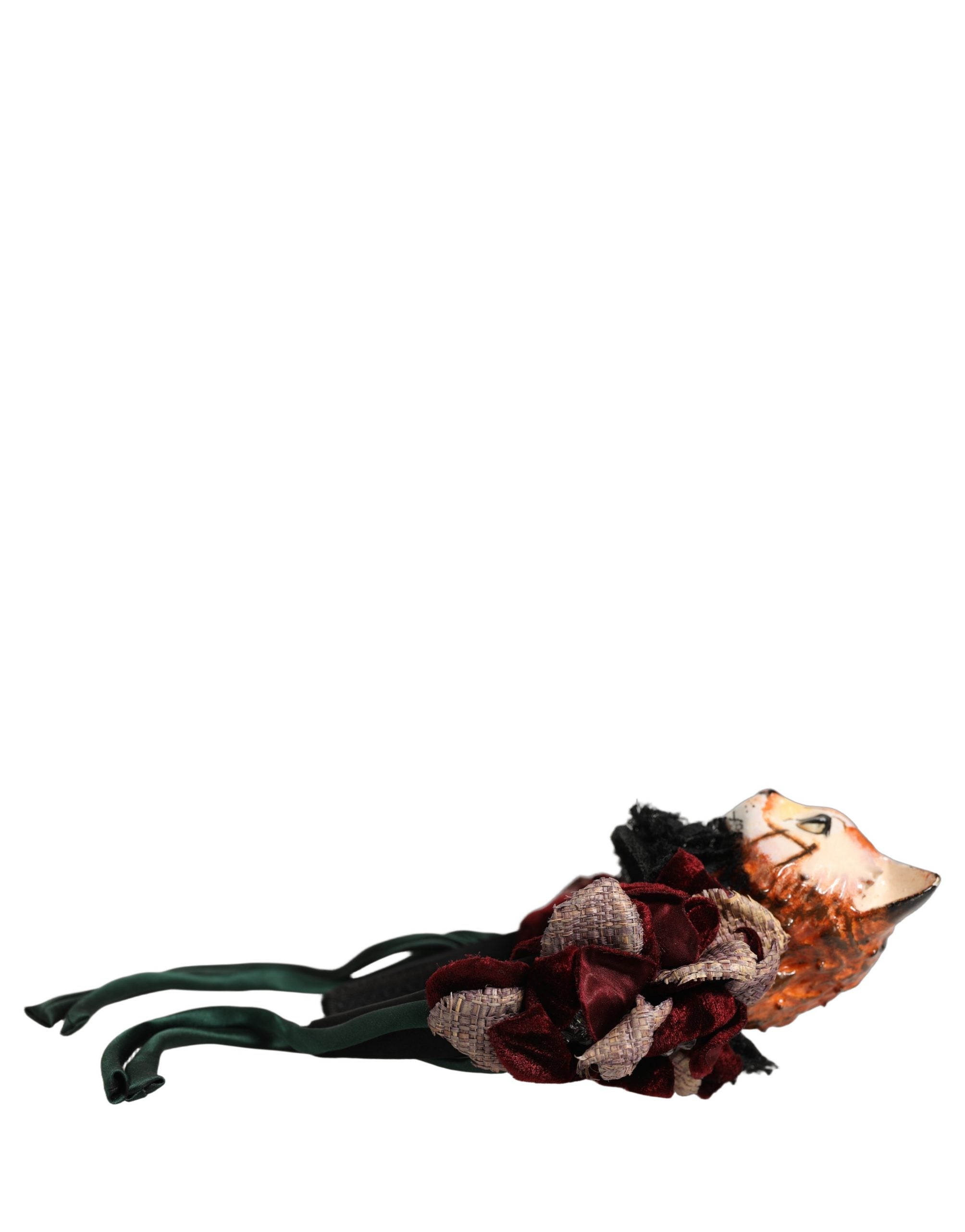 Dolce & Gabbana Dolce & Gabbana Multicolor Velvet Bengal Cat Silk Headwear Women's Headband