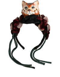 Dolce & Gabbana Dolce & Gabbana Multicolor Velvet Bengal Cat Silk Headwear Women's Headband