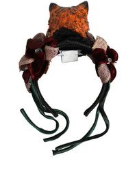 Dolce & Gabbana Dolce & Gabbana Multicolor Velvet Bengal Cat Silk Headwear Women's Headband