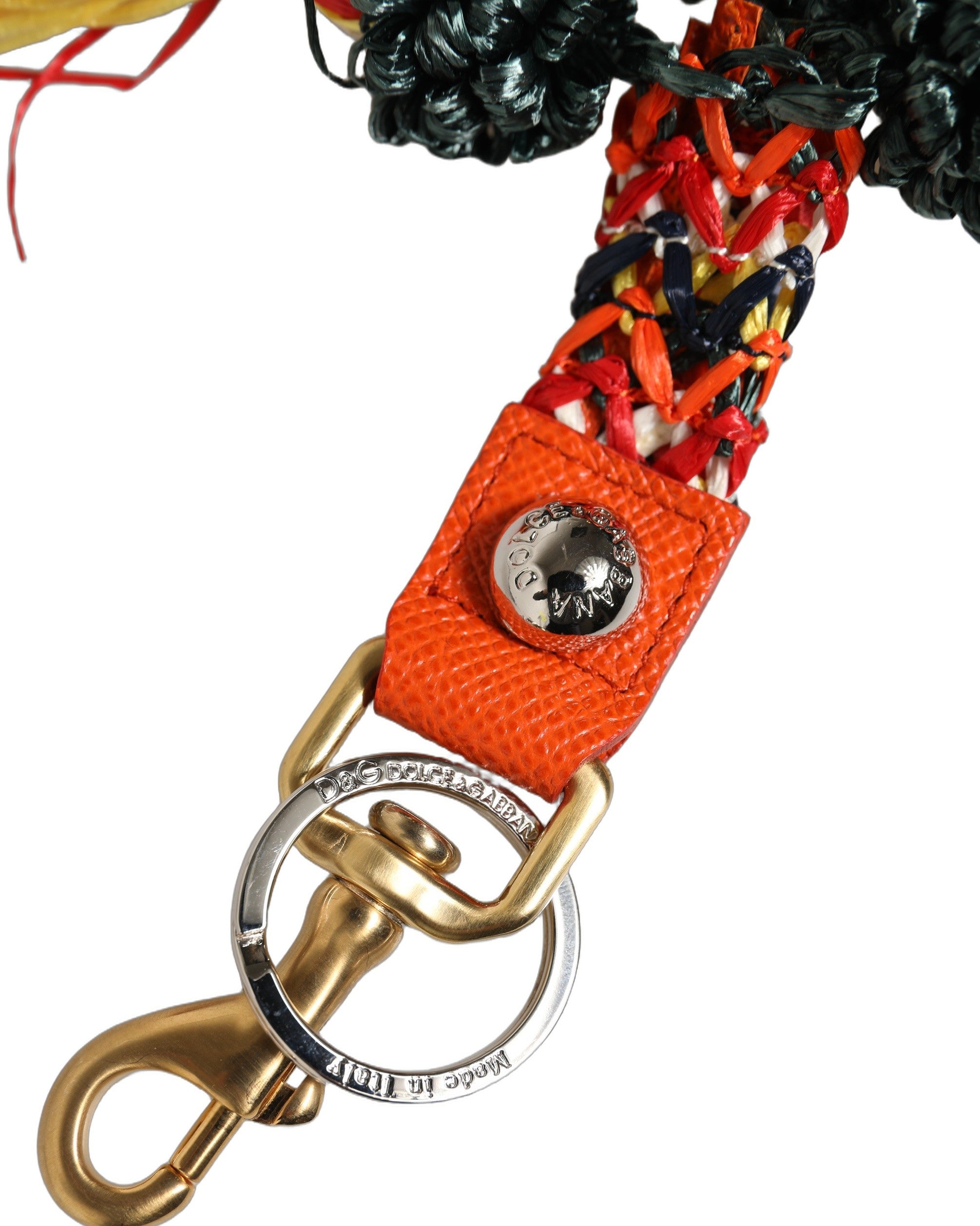 Dolce & Gabbana Dolce & Gabbana Raffia Leather Clasp Finder Chain Keyring Women's Multicolor