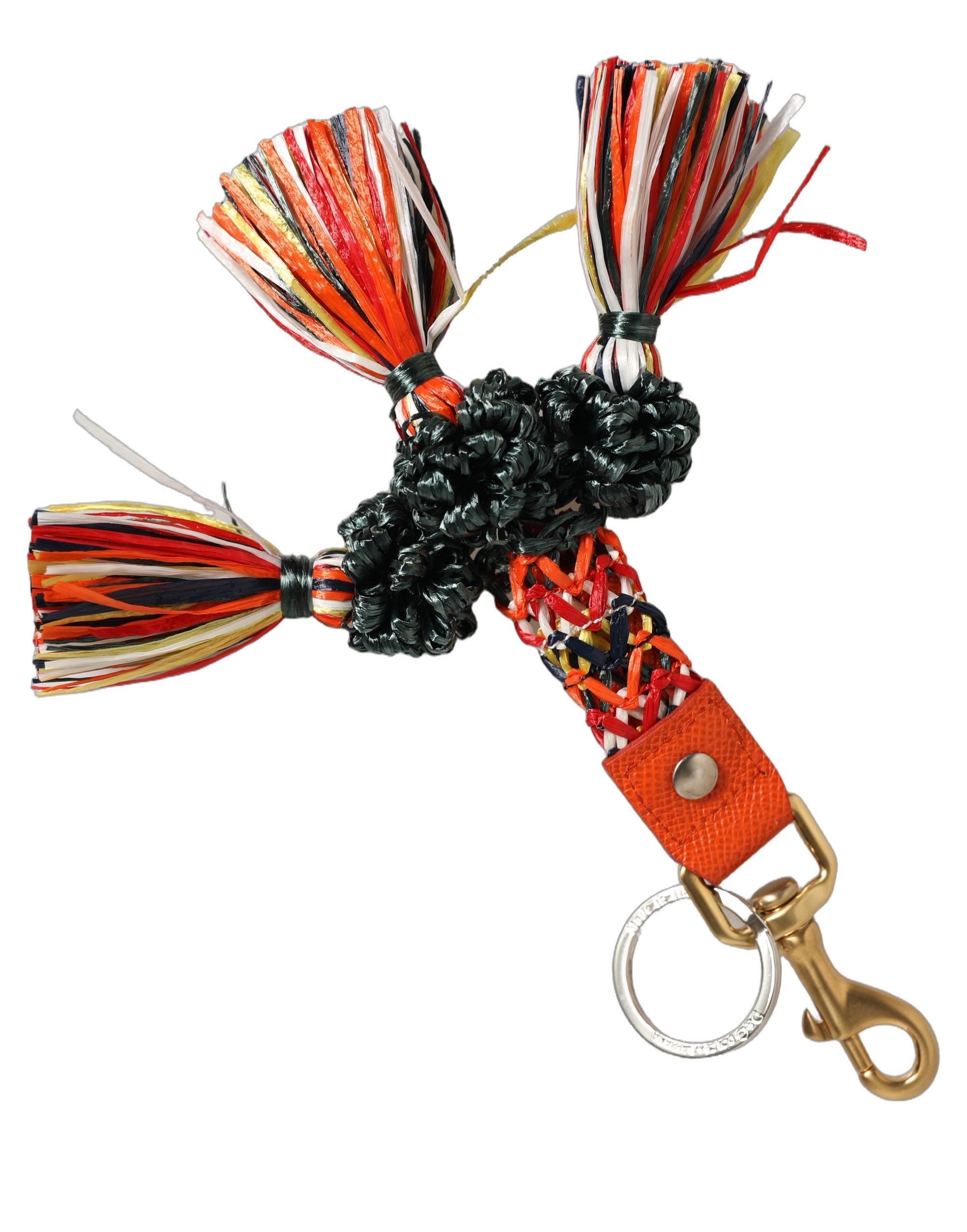 Dolce & Gabbana Dolce & Gabbana Raffia Leather Clasp Finder Chain Keyring Women's Multicolor