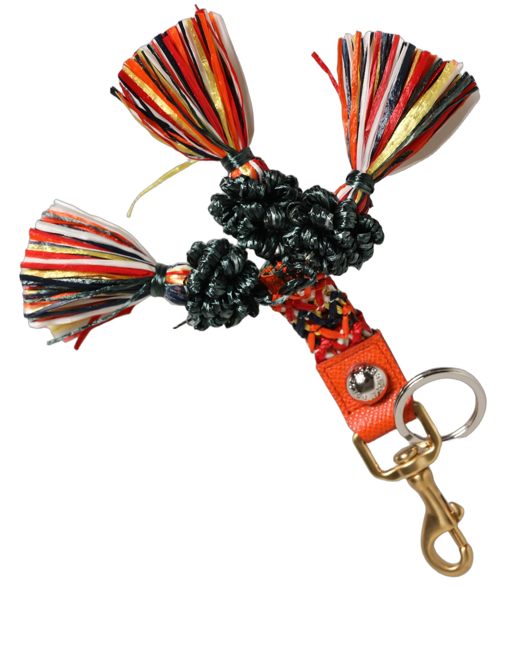 Dolce & Gabbana Dolce & Gabbana Raffia Leather Clasp Finder Chain Keyring Women's Multicolor