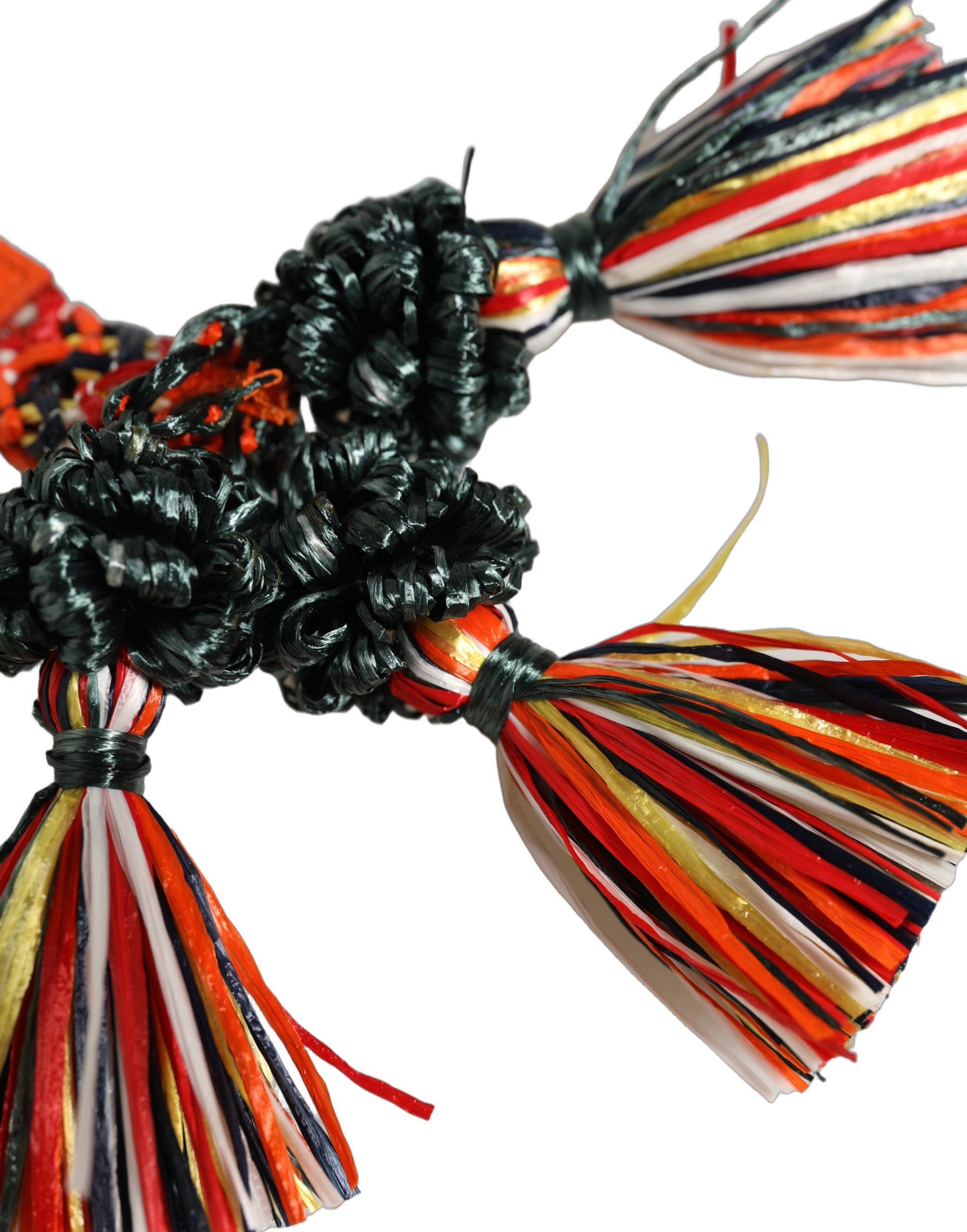 Dolce & Gabbana Dolce & Gabbana Raffia Leather Clasp Finder Chain Keyring Women's Multicolor