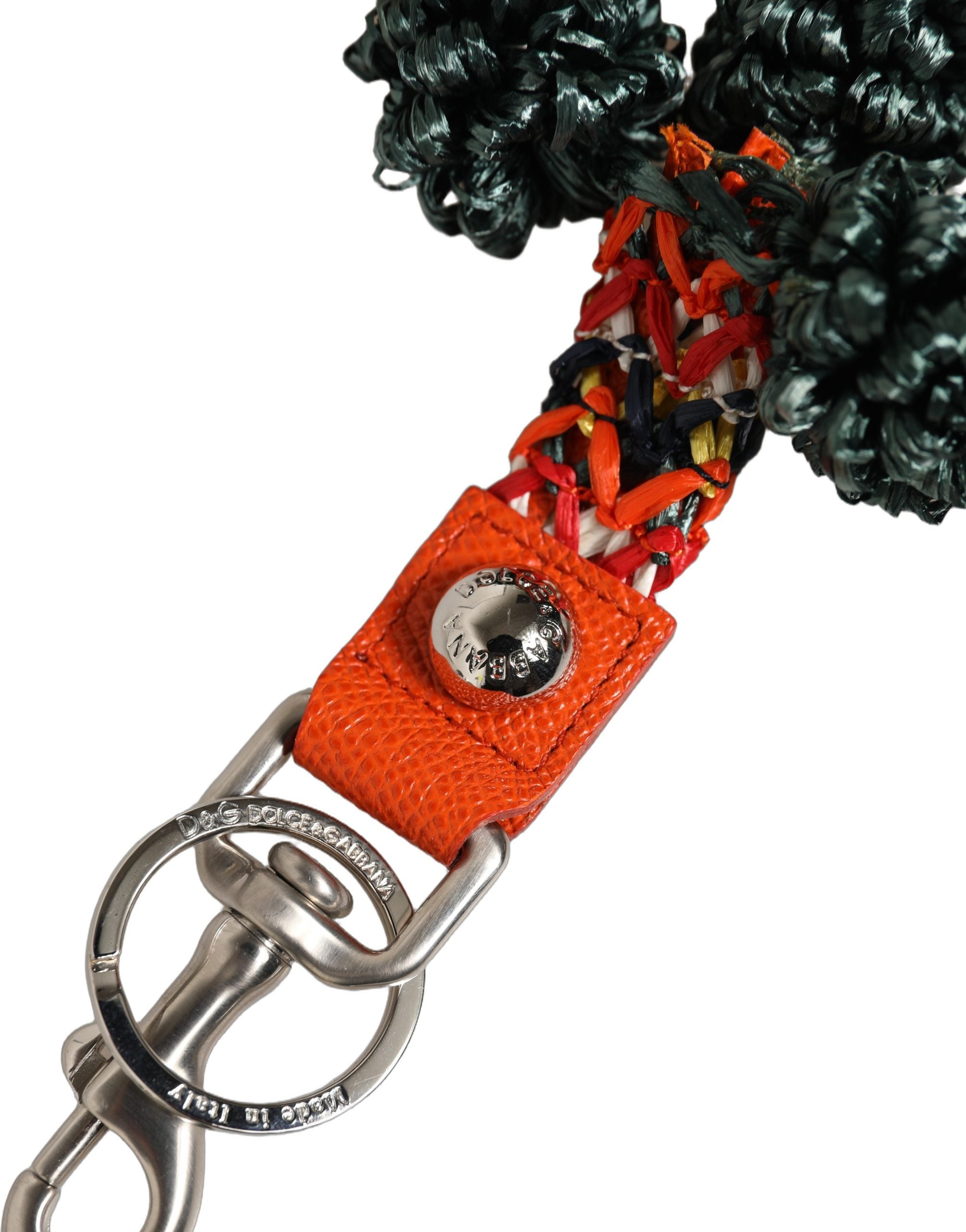 Dolce & Gabbana Dolce & Gabbana Raffia Leather Clasp Finder Chain Keyring Women's Multicolor