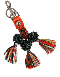 Dolce & Gabbana Dolce & Gabbana Raffia Leather Clasp Finder Chain Keyring Women's Multicolor