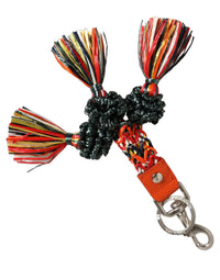 Dolce & Gabbana Dolce & Gabbana Raffia Leather Clasp Finder Chain Keyring Women's Multicolor