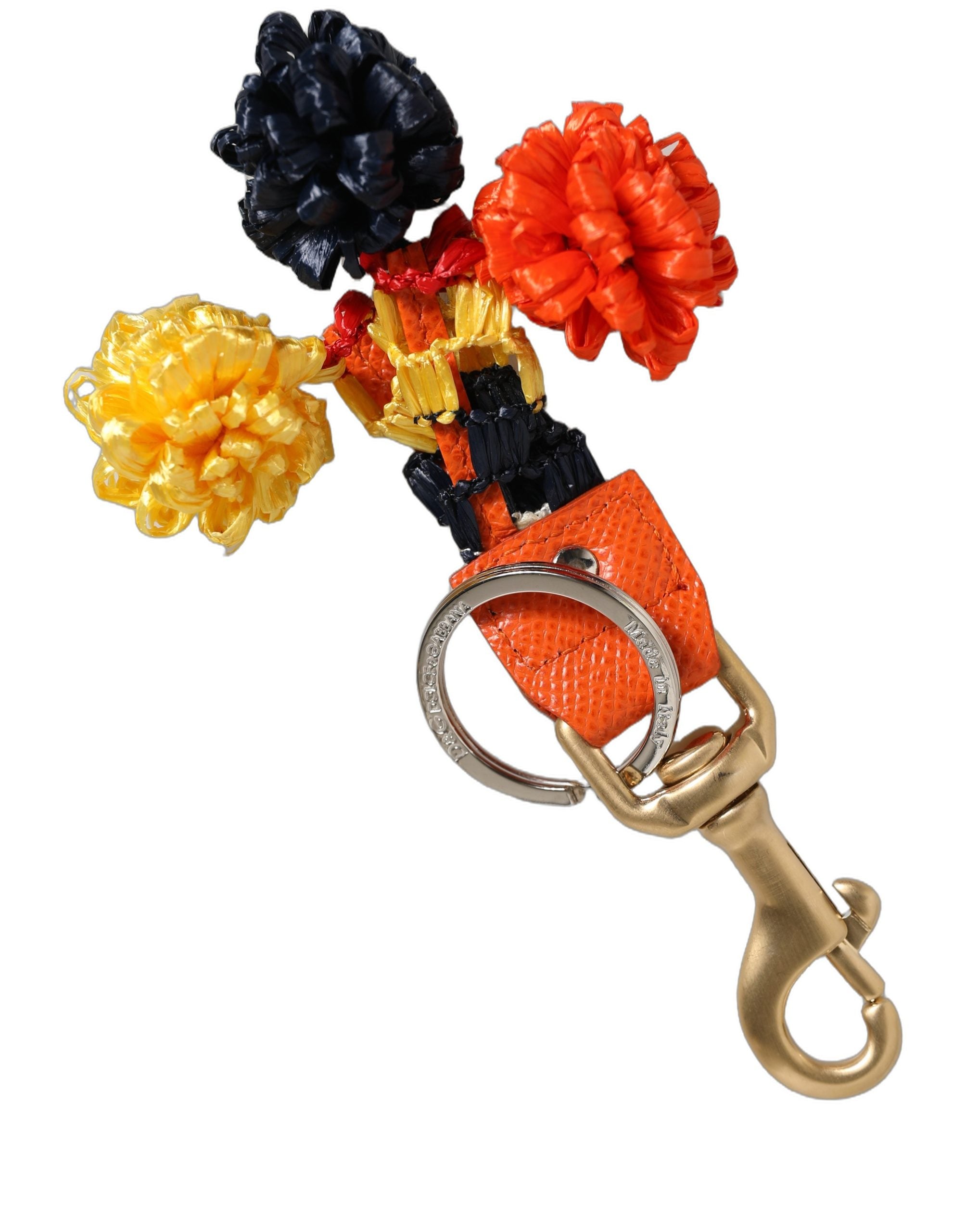 Dolce & Gabbana Dolce & Gabbana Raffia Leather Clasp Finder Chain Keyring Women's Multicolor