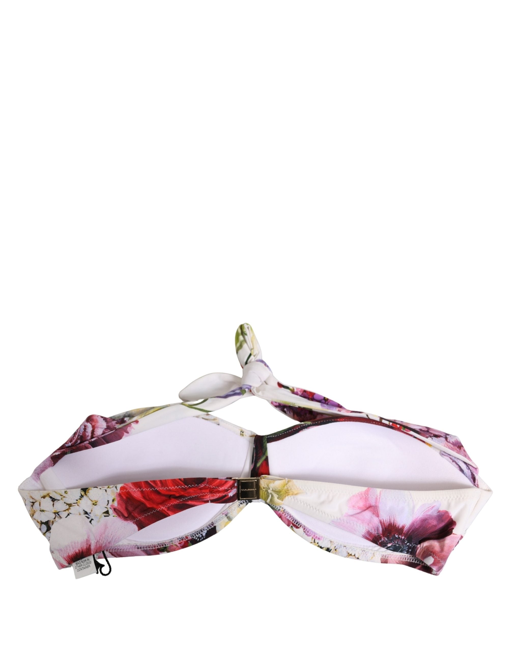 Dolce & Gabbana Dolce & Gabbana White Floral Print Nylon Beachwear Bikini Women's Top
