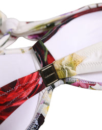 Dolce & Gabbana Dolce & Gabbana White Floral Print Nylon Beachwear Bikini Women's Top