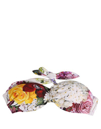 Dolce & Gabbana Dolce & Gabbana White Floral Print Nylon Beachwear Bikini Women's Top