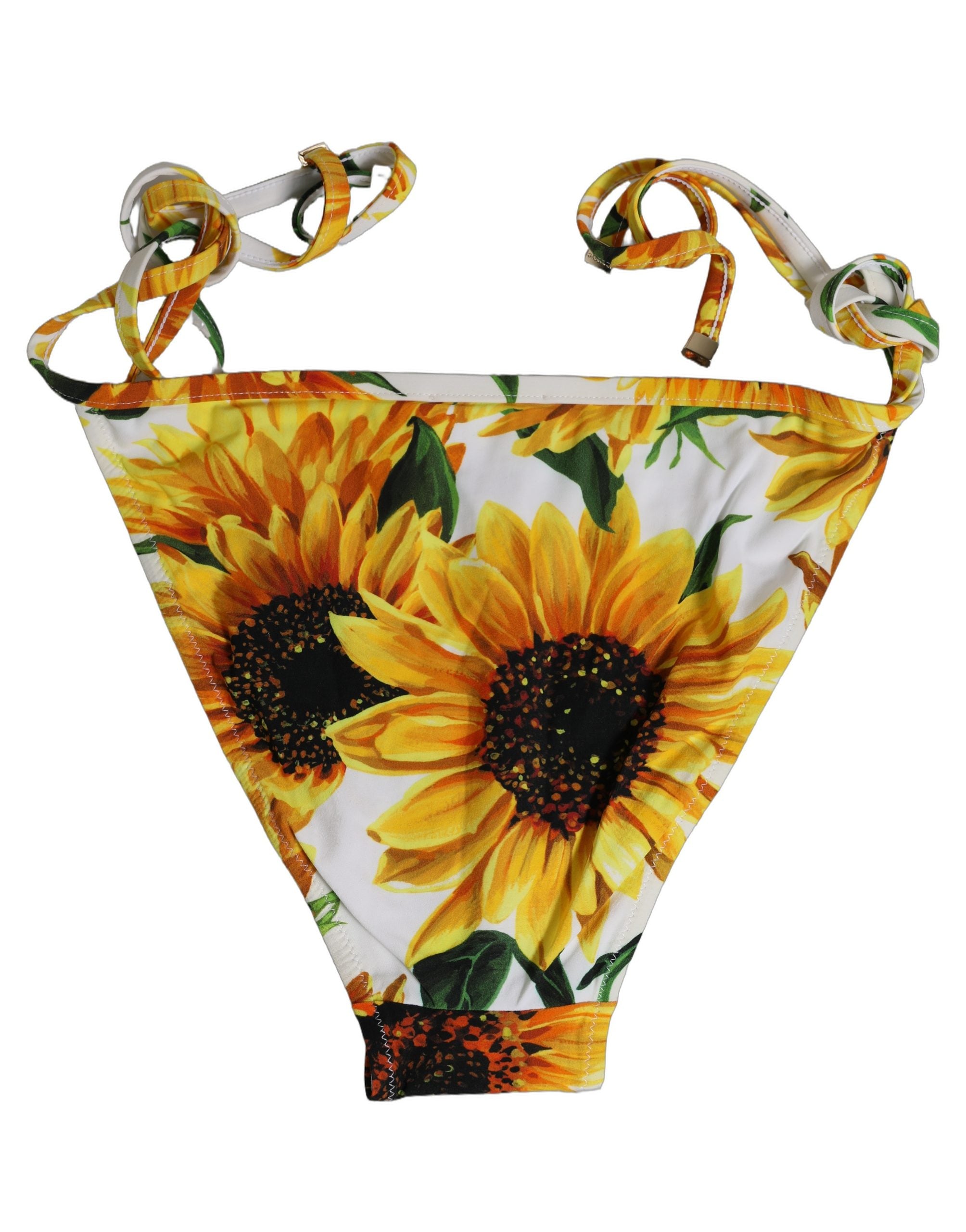 Dolce & Gabbana Dolce & Gabbana Bottom White Sunflower Nylon Beachwear Women's Bikini