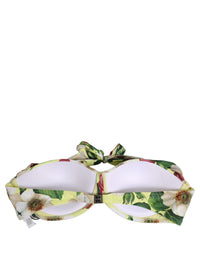 Dolce & Gabbana Dolce & Gabbana Yellow Floral Halter Nylon Beachwear Bikini Women's Top