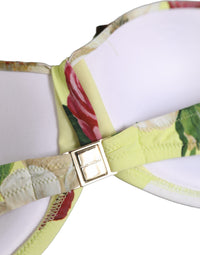 Dolce & Gabbana Dolce & Gabbana Yellow Floral Halter Nylon Beachwear Bikini Women's Top