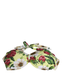 Dolce & Gabbana Dolce & Gabbana Yellow Floral Halter Nylon Beachwear Bikini Women's Top