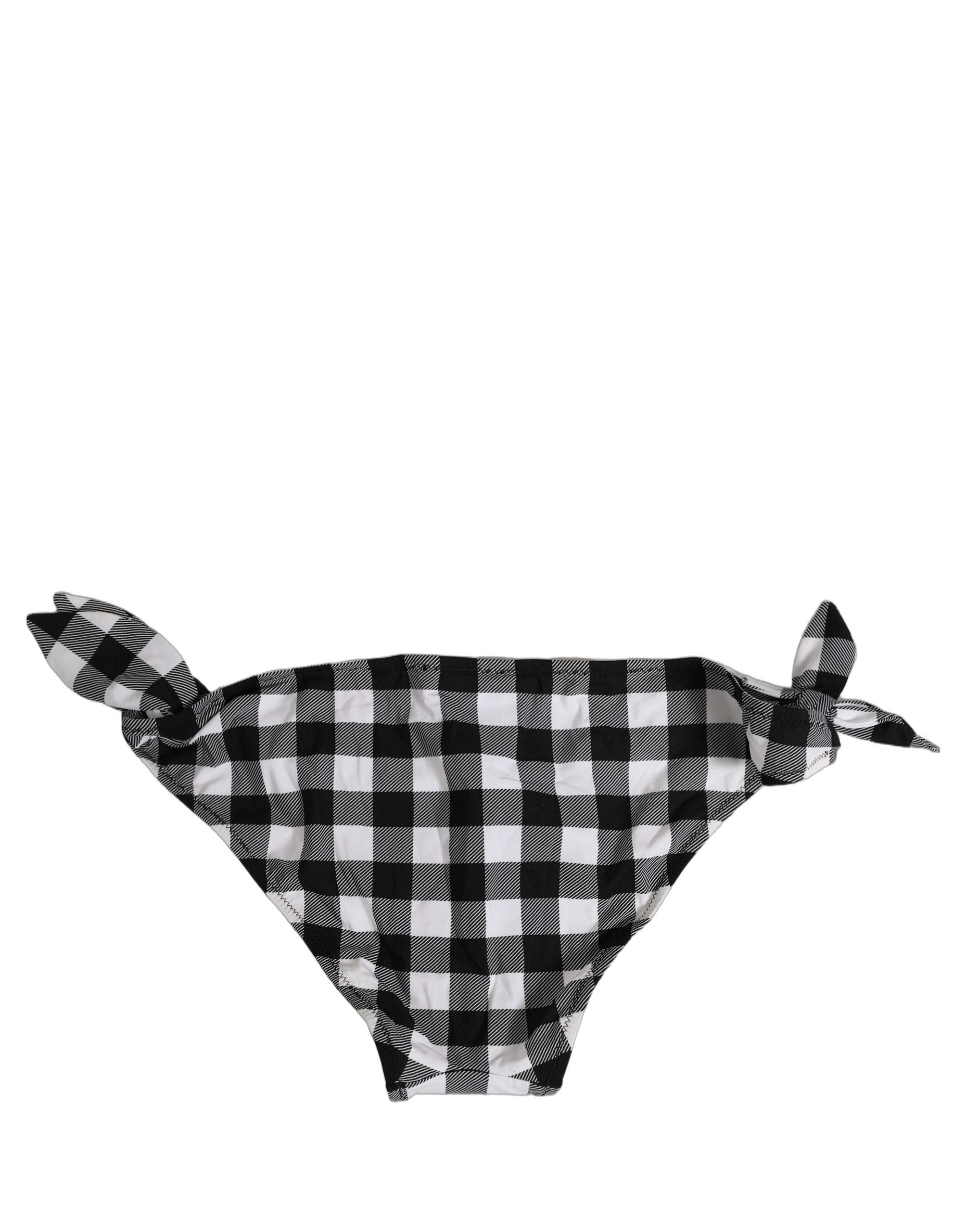 Dolce & Gabbana Dolce & Gabbana Black White Checkered Beachwear Bikini Women's Bottom
