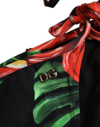 Dolce & Gabbana Dolce & Gabbana Black Floral Print Nylon Beachwear Bikini Women's Bottom