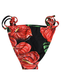 Dolce & Gabbana Dolce & Gabbana Black Floral Print Nylon Beachwear Bikini Women's Bottom