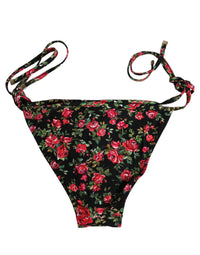 Dolce & Gabbana Dolce & Gabbana Black Floral Print Nylon Beachwear Bikini Women's Bottom