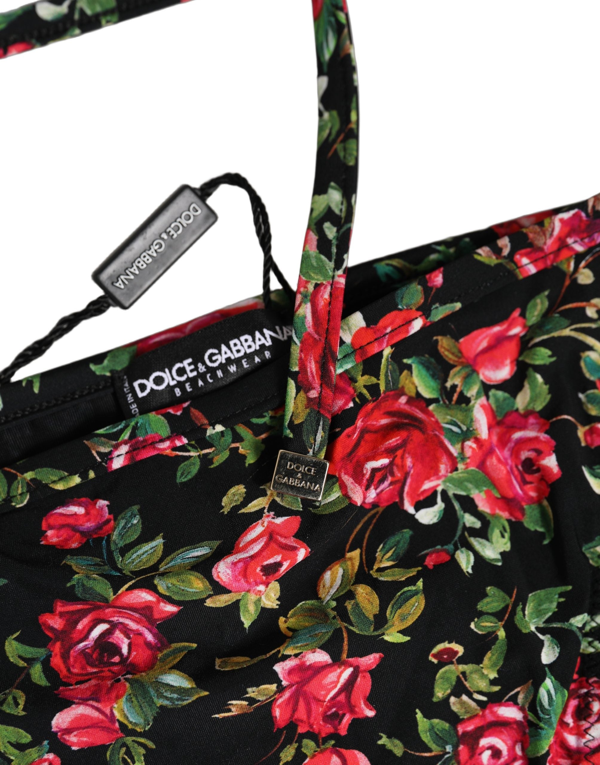 Dolce & Gabbana Dolce & Gabbana Black Floral Print Nylon Beachwear Bikini Women's Bottom