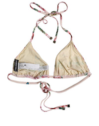 Dolce & Gabbana Dolce & Gabbana Pink Nylon Floral Halter Beachwear Bikini Women's Top