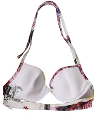 Dolce & Gabbana Dolce & Gabbana White Floral Print Nylon Beachwear Bikini Women's Top