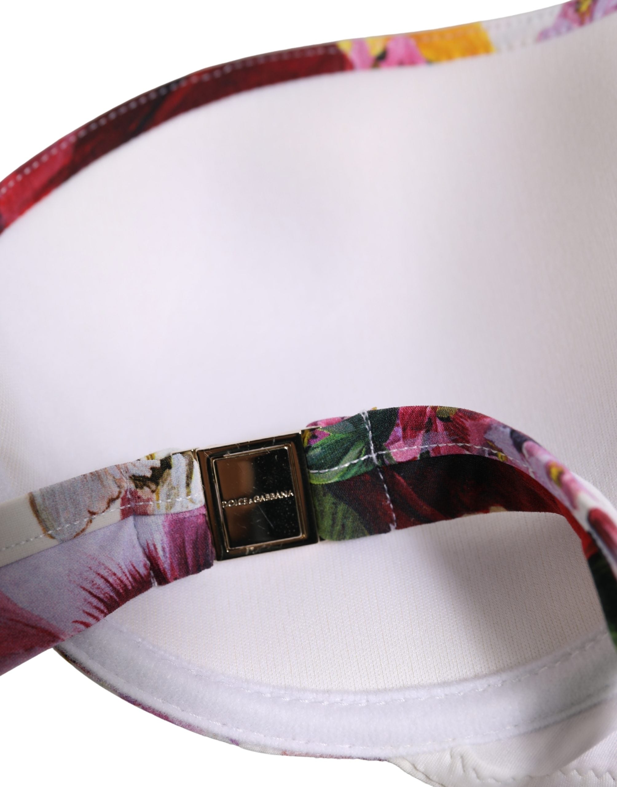 Dolce & Gabbana Dolce & Gabbana White Floral Print Nylon Beachwear Bikini Women's Top