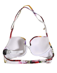 Dolce & Gabbana Dolce & Gabbana White Floral Print Nylon Beachwear Bikini Women's Top