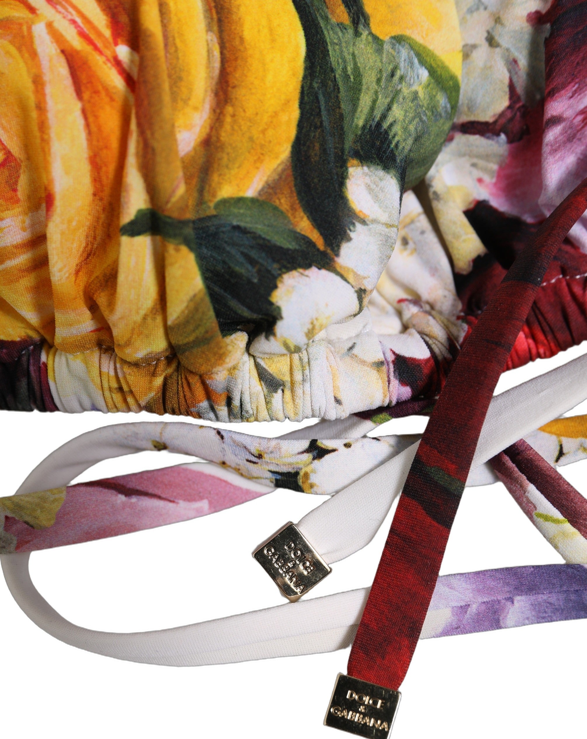 Dolce & Gabbana Dolce & Gabbana White Floral Print Triangle Beachwear Bikini Women's Top