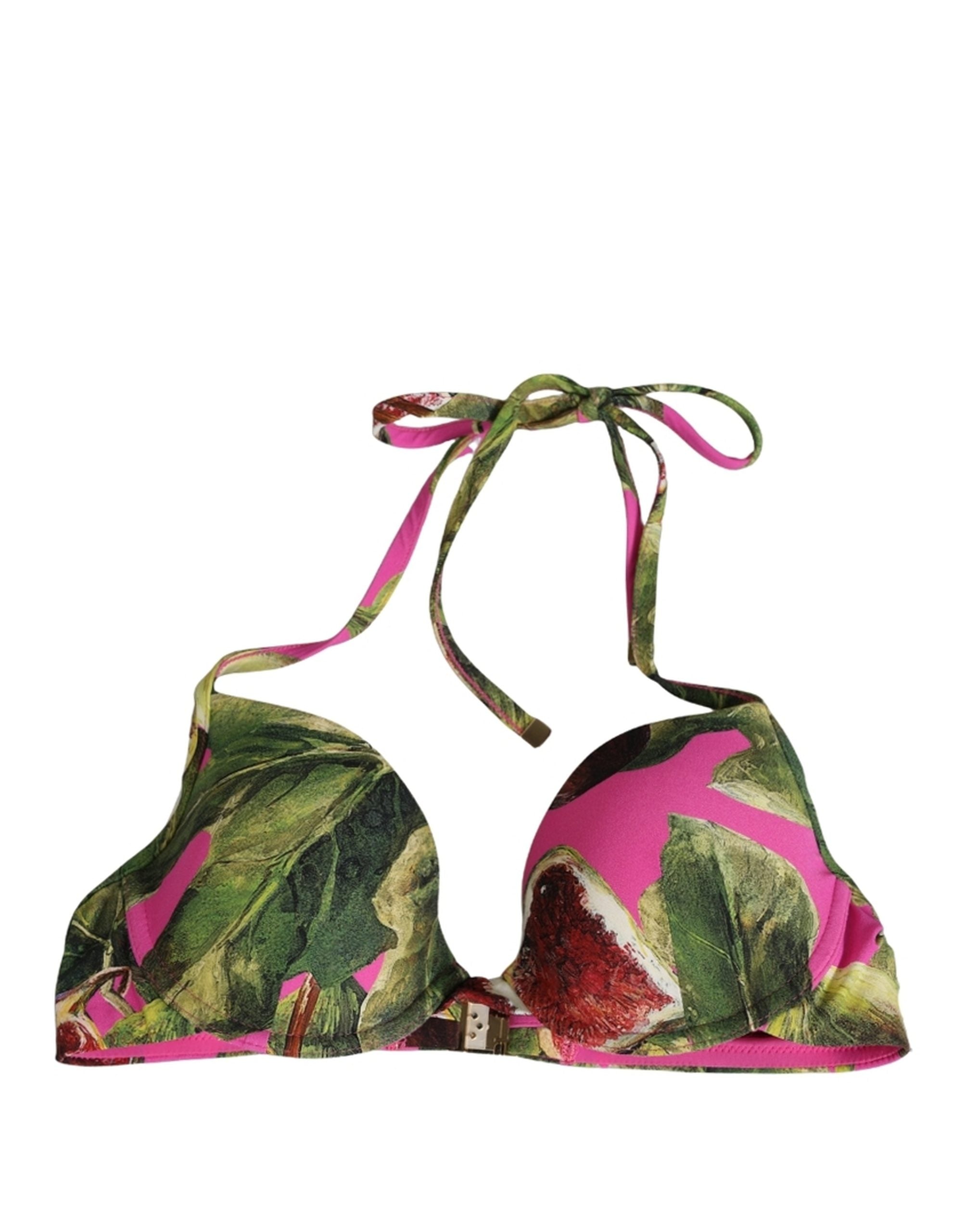 Dolce & Gabbana Dolce & Gabbana Fuchsia Pink Fig Print Beachwear Bikini Women's Top