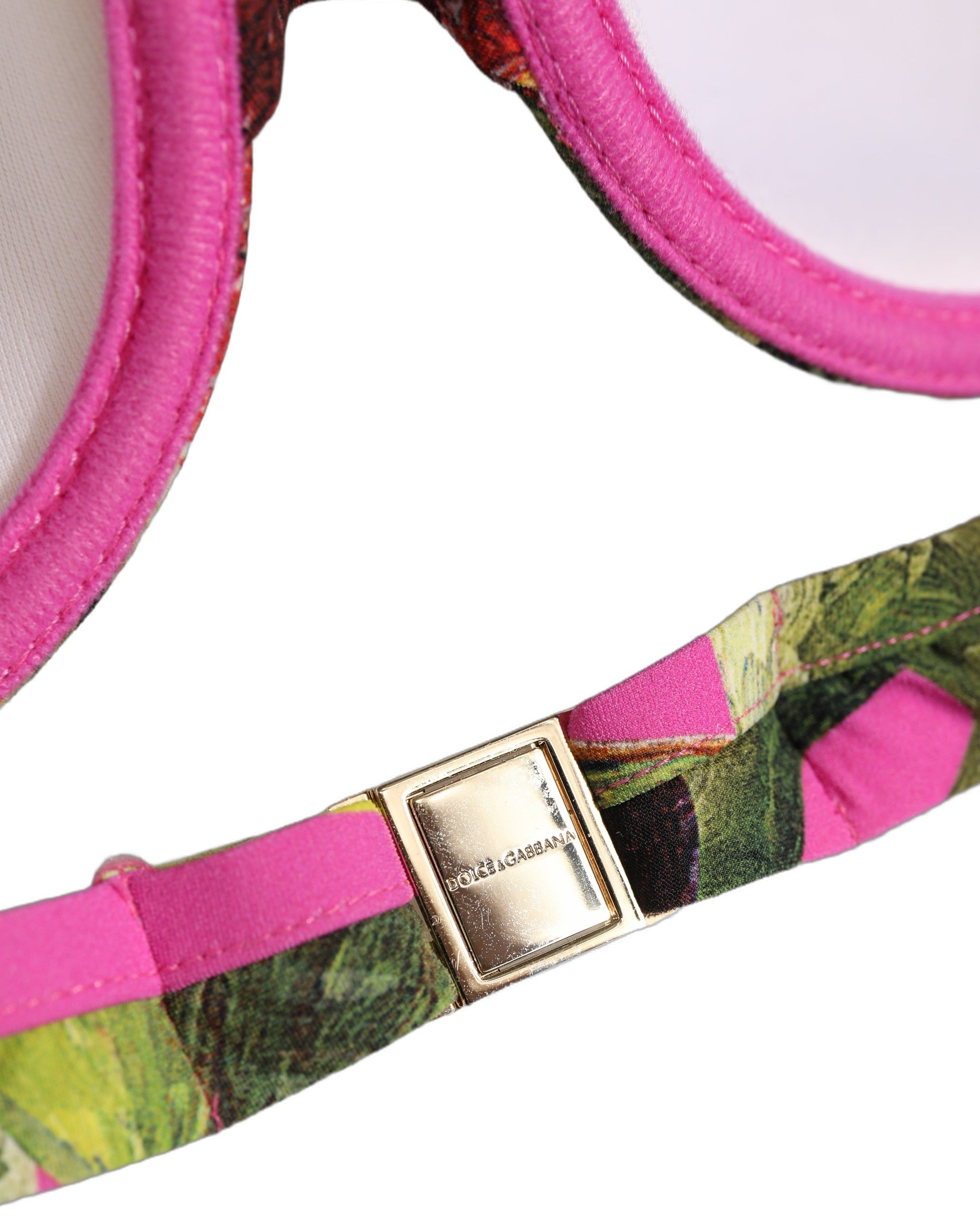 Dolce & Gabbana Dolce & Gabbana Fuchsia Pink Fig Print Beachwear Bikini Women's Top