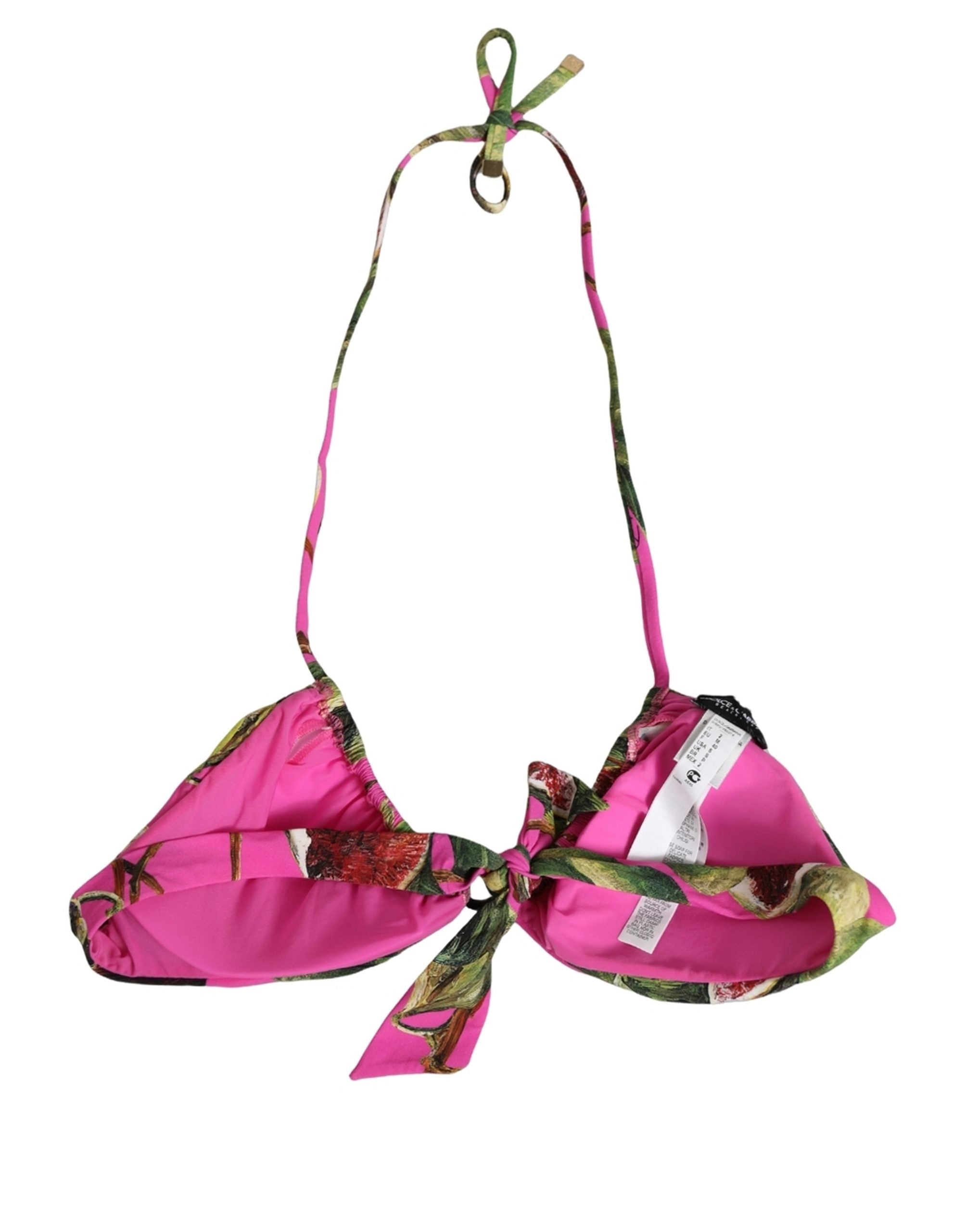 Dolce & Gabbana Dolce & Gabbana Fuchsia Pink Fig Print Beachwear Bikini Women's Top