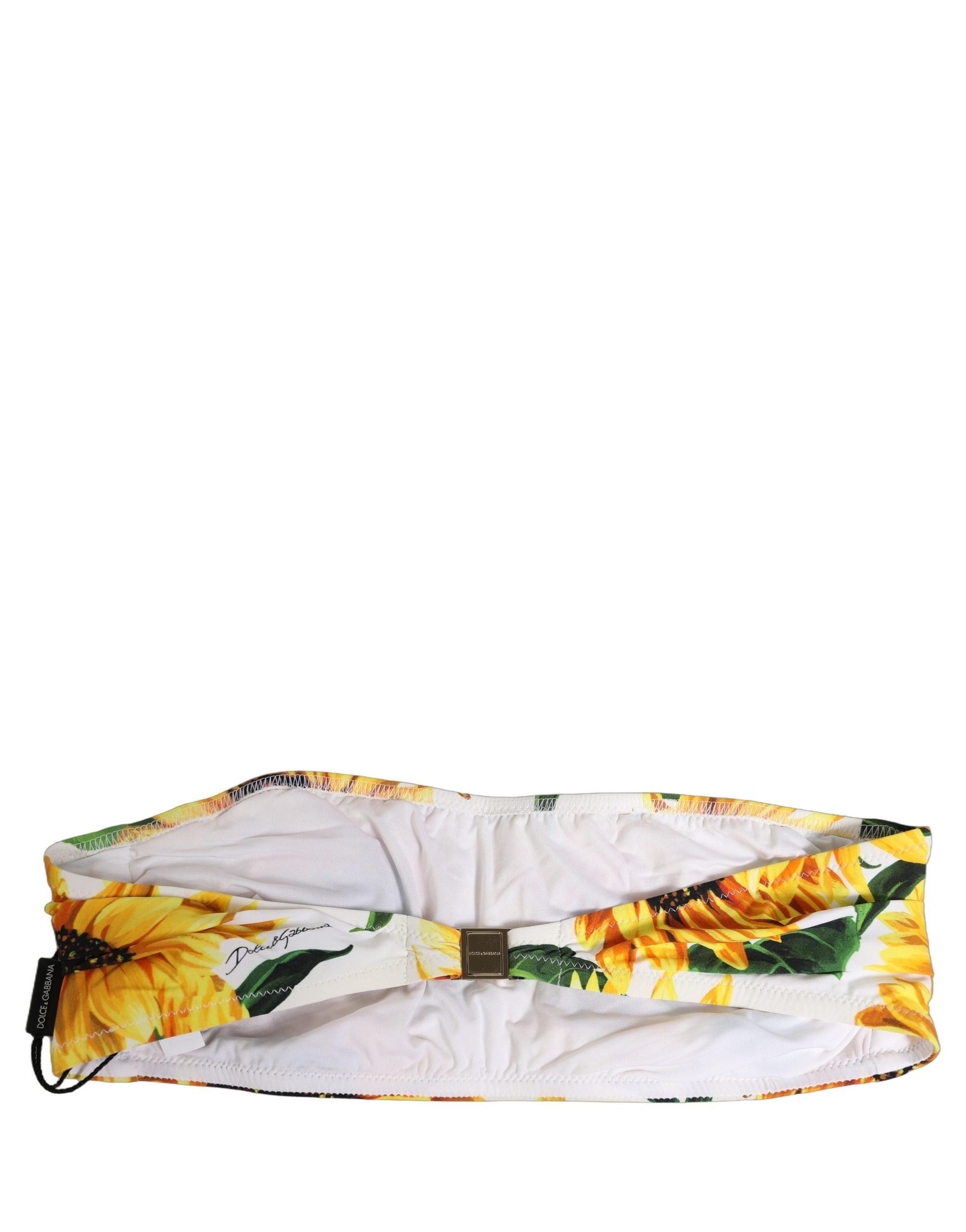 Dolce & Gabbana Dolce & Gabbana White Sunflower Print Bandeau Beachwear Bikini Women's Top