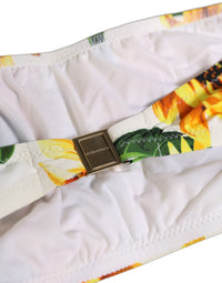 Dolce & Gabbana Dolce & Gabbana White Sunflower Print Bandeau Beachwear Bikini Women's Top