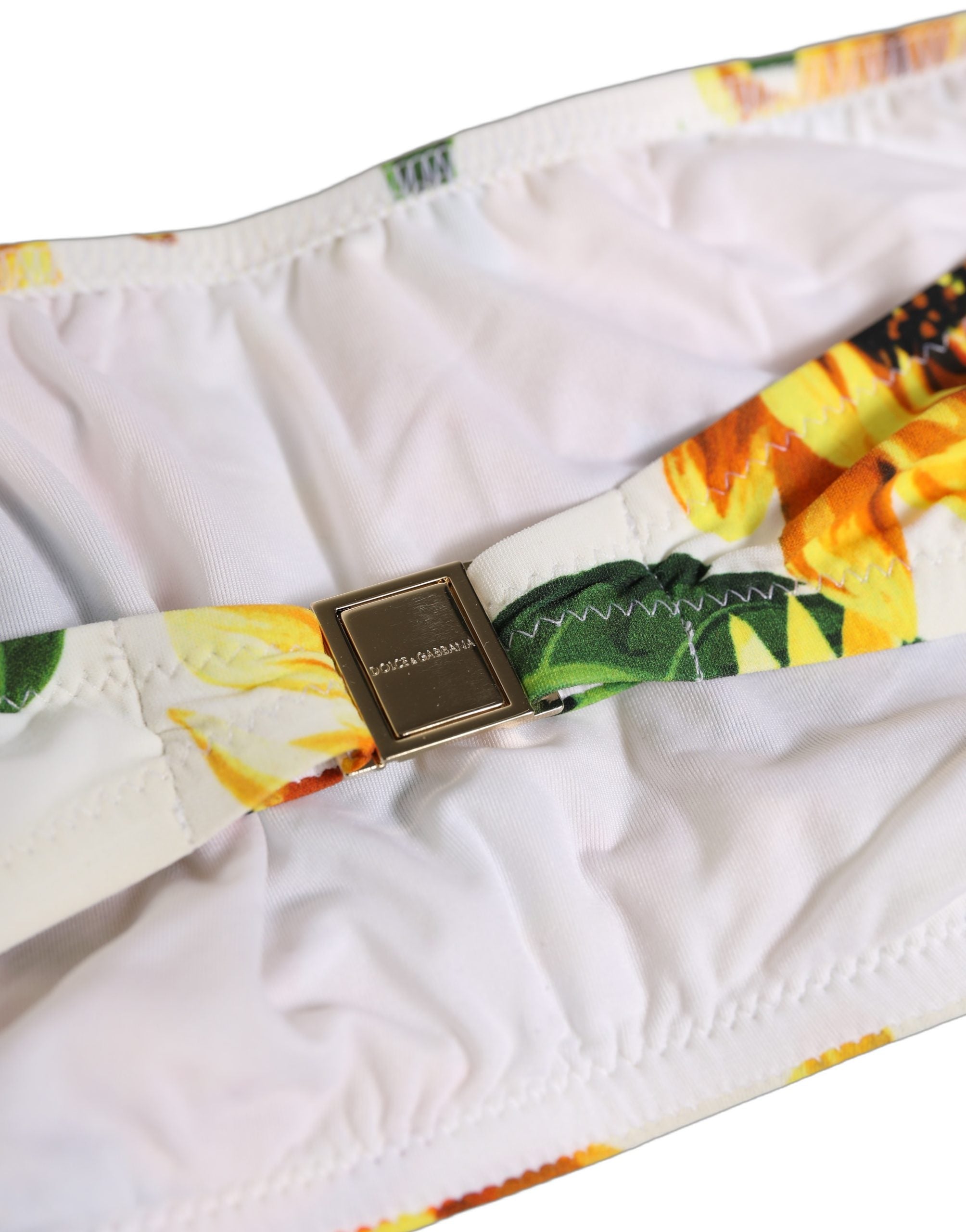 Dolce & Gabbana Dolce & Gabbana White Sunflower Print Bandeau Beachwear Bikini Women's Top