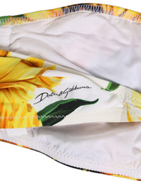 Dolce & Gabbana Dolce & Gabbana White Sunflower Print Bandeau Beachwear Bikini Women's Top