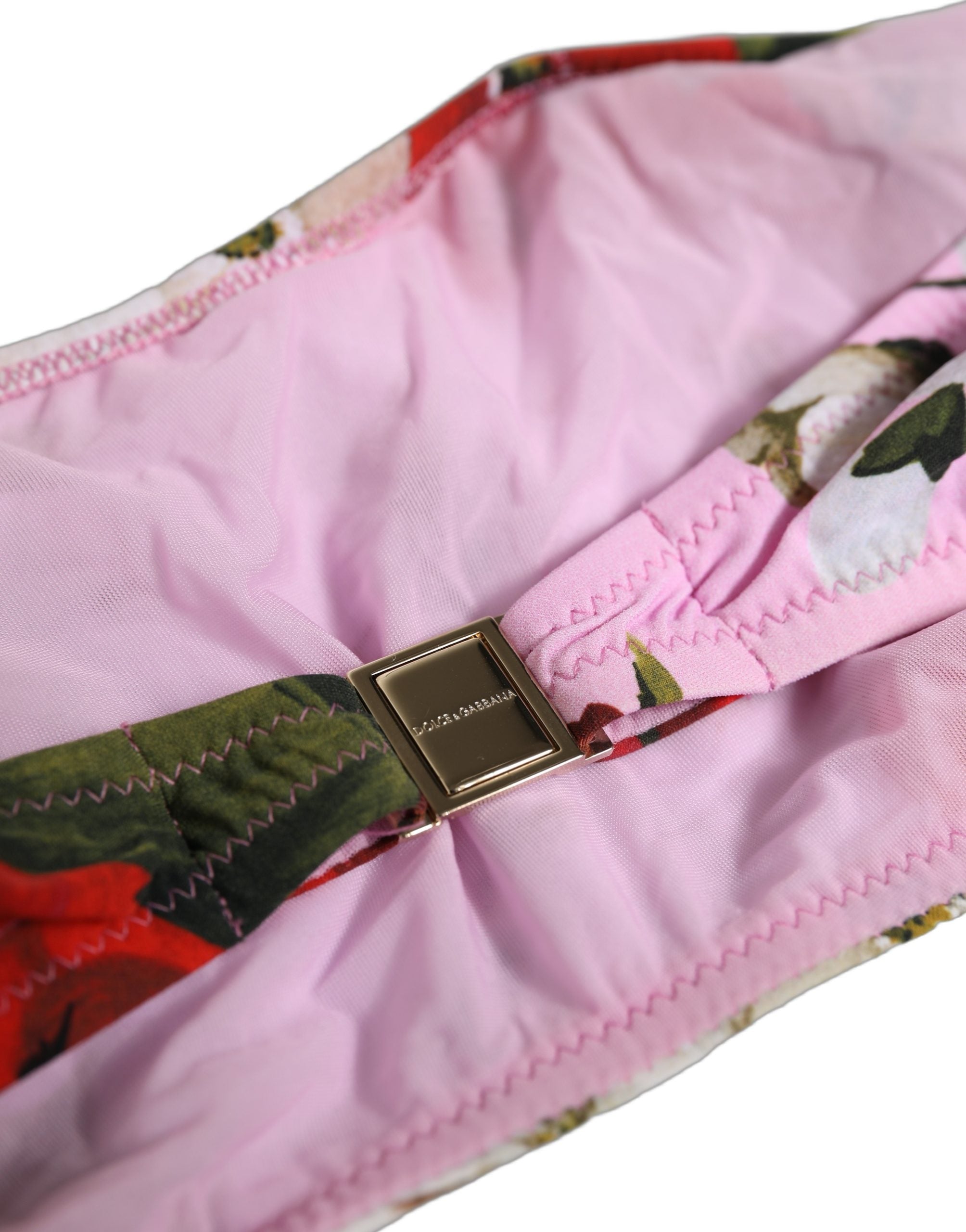 Dolce & Gabbana Dolce & Gabbana Pink Floral Print Bandeau Beachwear Bikini Women's Top